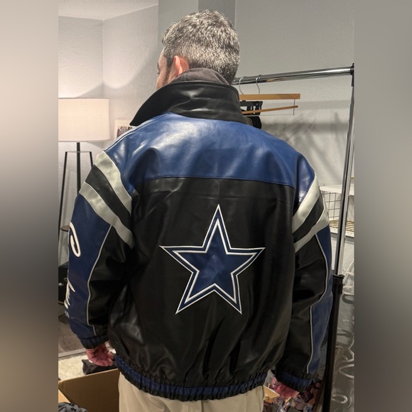 Vintage Dallas Cowboys Jacket Men’s NFL Football Varsity Blue Black-Large - Picture 2 of 16